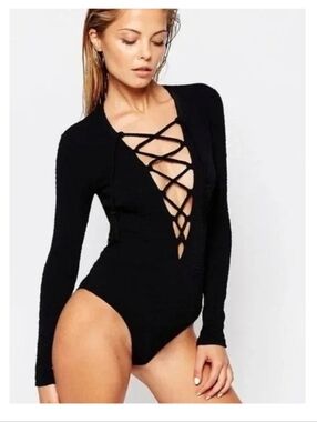 Beach Riot X Stone Cold Fox Long Sleeve Lace Up Swimsuit *WHITE*